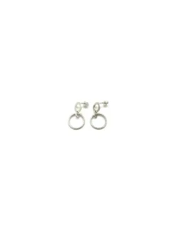Hot Pendientes doble círculo colgante cierre presión plata Pendientes De Plata