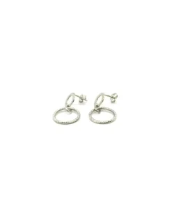 Hot Pendientes doble círculo colgante cierre presión plata Pendientes De Plata