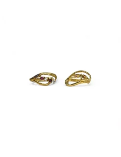 Sale Pendientes en hoja calada con tres circonitas oro 18k Pendientes De Oro