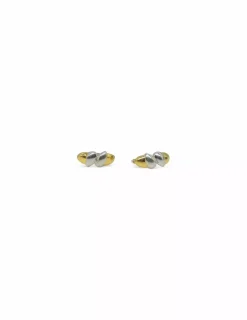 Fashion Pendientes en zig-zag con circonita oro bicolor 18k Pendientes De Oro