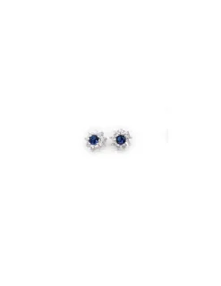 Best Pendientes estrella circonitas con central azul plata rodio Pendientes De Plata