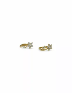 Fashion Pendientes  flor circonitas en tallo oro 18k Pendientes De Oro