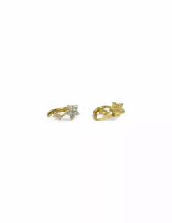 Fashion Pendientes  flor circonitas en tallo oro 18k Pendientes De Oro