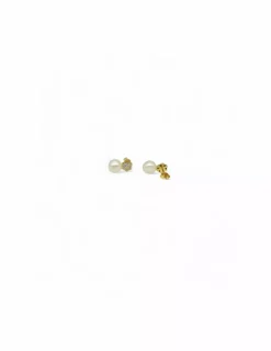Cheap Pendientes flor circonitas y perla oro 18k Pendientes De Perlas|Pendientes De Oro