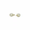 Clearance Pendientes flor circonitas perla central 18k Pendientes De Oro