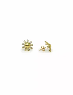 Cheap Pendientes flor circonitas en los pétalos oro 18k Pendientes De Oro
