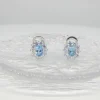 Outlet Pendientes flor circonitas y agua marina oro blanco 18k Pendientes De Oro
