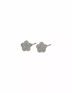 Discount Pendientes flor oro blanco 18k Pendientes De Oro