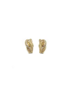 Clearance Pendientes gallonados entrelazados circonitas oro 18k Pendientes De Oro