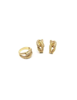 Clearance Pendientes gallonados entrelazados circonitas oro 18k Pendientes De Oro