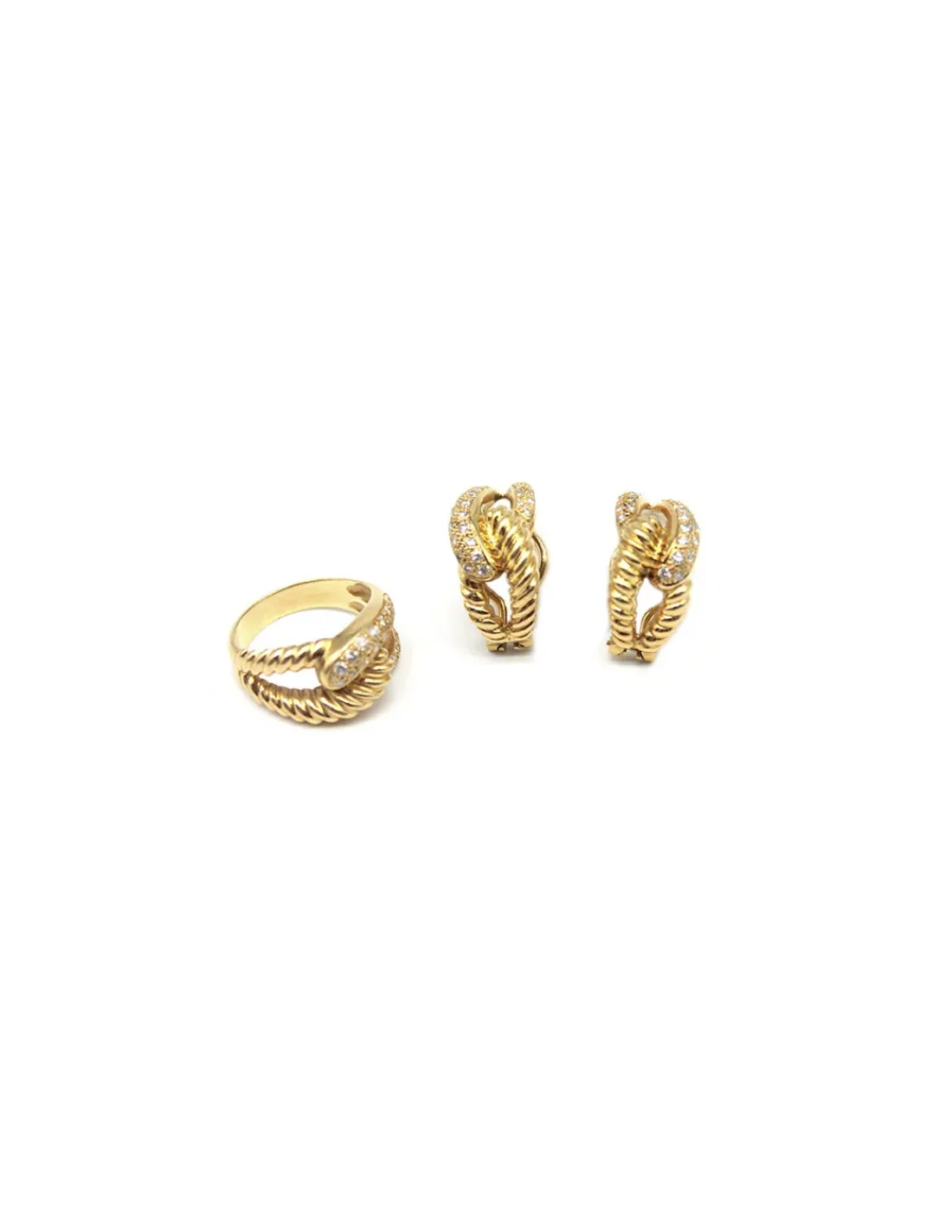 Clearance Pendientes gallonados entrelazados circonitas oro 18k Pendientes De Oro