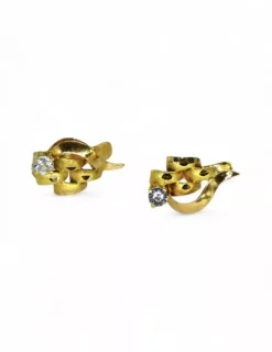 Outlet Pendientes hoja calada con circonita oro 18k Pendientes De Oro