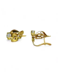 Outlet Pendientes hoja calada con circonita oro 18k Pendientes De Oro