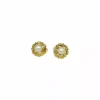 New Pendientes labrados perla central oro 18k Pendientes De Oro