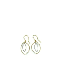 Fashion Pendientes largos bicolor ovalados 18k Pendientes De Oro