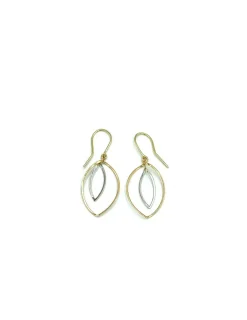 Fashion Pendientes largos bicolor ovalados 18k Pendientes De Oro