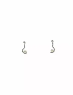 Shop Pendientes largos circonitas/perla oro blanco 18k Pendientes De Perlas|Pendientes De Oro