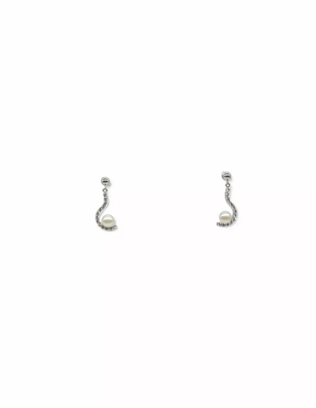 Shop Pendientes largos circonitas/perla oro blanco 18k Pendientes De Perlas|Pendientes De Oro