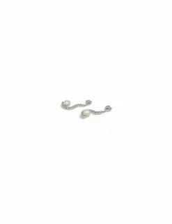 Shop Pendientes largos circonitas/perla oro blanco 18k Pendientes De Perlas|Pendientes De Oro