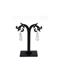 New Pendientes largos con circonitas oro blanco 18K Pendientes De Oro
