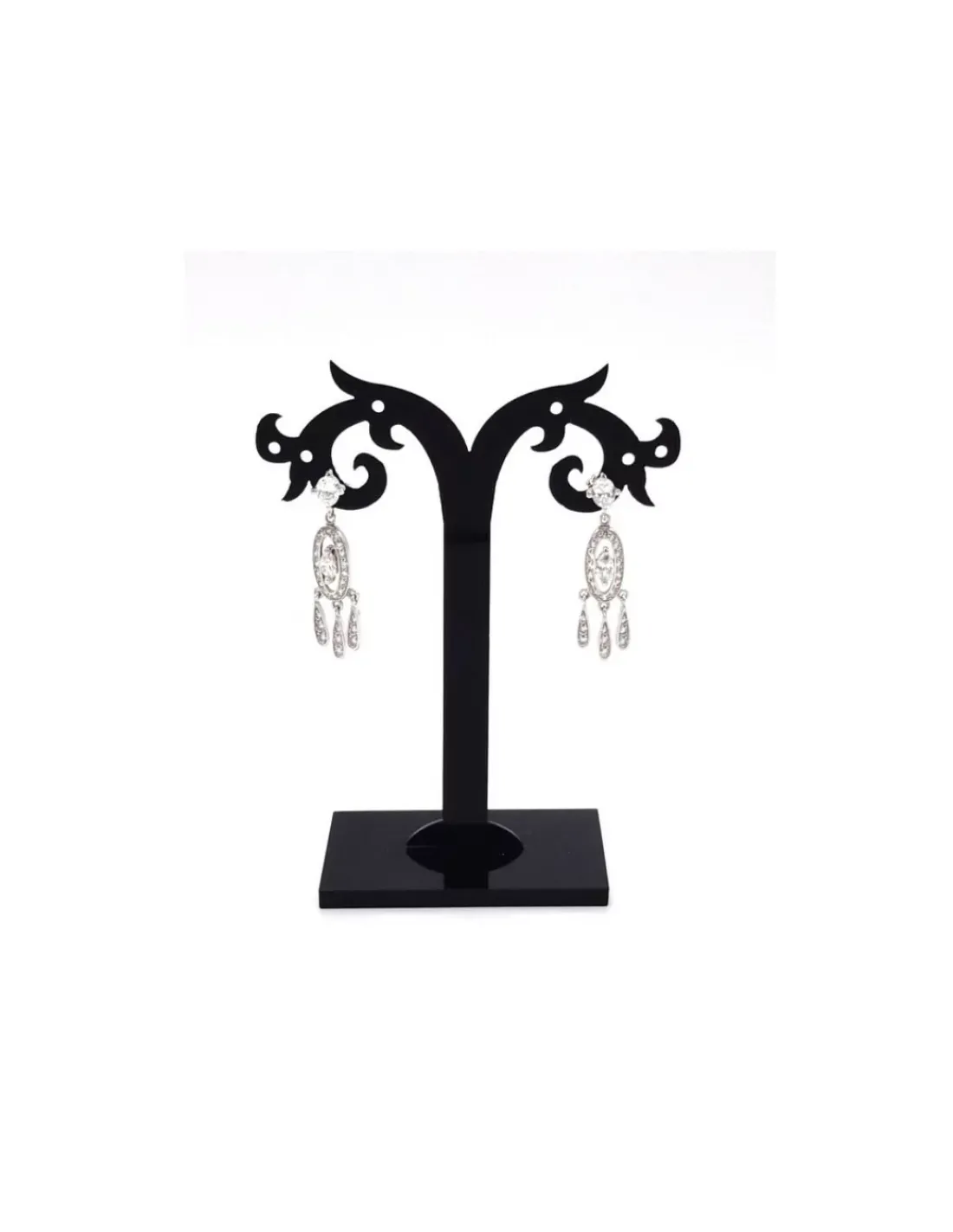 New Pendientes largos con circonitas oro blanco 18K Pendientes De Oro