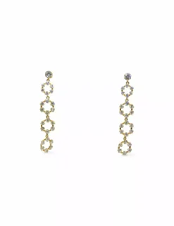 Clearance Pendientes largos con cuatro círculos circonitas oro 18k Pendientes De Oro