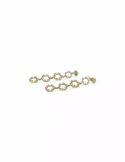 Clearance Pendientes largos con cuatro círculos circonitas oro 18k Pendientes De Oro