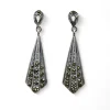 Fashion Pendientes largos con marquesita plata 925 oxido Pendientes De Plata