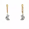 Store Pendientes largos luna oro bicolor 18k Pendientes De Oro