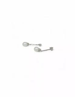 Cheap Pendientes largos perla y circonitas oro blanco 18k Pendientes De Oro
