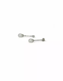 Cheap Pendientes largos perla y circonitas oro blanco 18k Pendientes De Oro