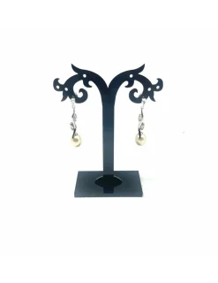 New Pendientes largos perlas oro blanco 18k Pendientes De Oro