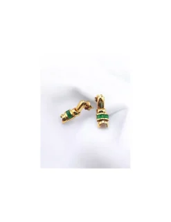 Online Pendientes largos piedras tono verde oro 18k Pendientes De Oro