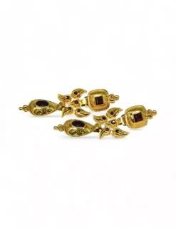 Outlet Pendientes largos tallaje antiguo piedras oro 18k Pendientes De Oro