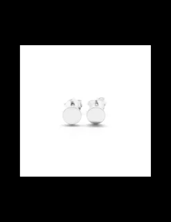 Hot Pendientes lisa plana redonda plata de Ley - 5mm Pendientes De Plata