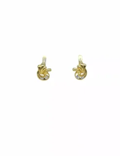 Clearance Pendientes luna y concha circonitas oro 18k Pendientes De Oro