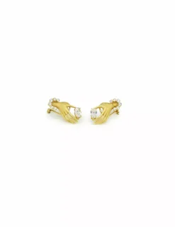 Cheap Pendientes mano con circonitas en oro de 18k Pendientes De Oro