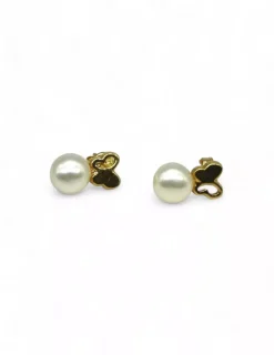 Flash Sale Pendientes mariposa y perla oro 18k Pendientes De Perlas|Pendientes De Oro