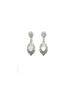 Cheap Pendientes marquesita nácar blanco presión plata óxido - Ley 925 Pendientes De Plata