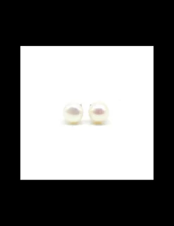 Flash Sale Pendientes media perla cultivada plata de Ley rodiada - 8mm Pendientes De Plata
