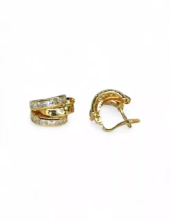 Outlet Pendientes medio aro circonitas 18k Pendientes De Oro