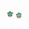 New Pendientes motivo flor con abalorio turquesa oro 18k Pendientes De Oro