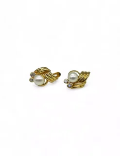 Fashion Pendientes nudo con perla y circonita oro 18k Pendientes De Oro