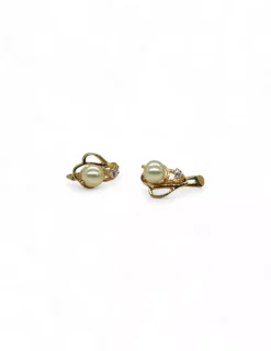 Cheap Pendientes ondas perla y circonitas oro 18k Pendientes De Oro