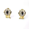 Discount Pendientes orla circonitas piedra azul oscura oro 18k Pendientes De Oro