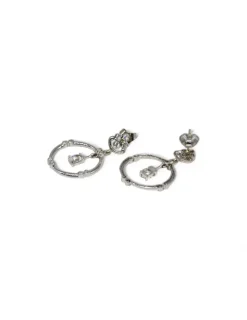 Best Sale Pendientes oro blanco con aro colgando con circonitas 18k Aros De Oro