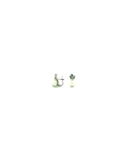 Cheap Pendientes oro blanco flor y perla blanca oro 18k Pendientes De Oro