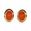 Store Pendientes ovalados orla piedra coral oro 18k Pendientes De Oro