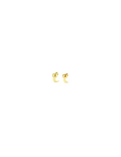 New Pendientes pequeños media luna oro 18k Pendientes De Oro
