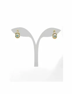 Cheap Pendientes perla bolita turquesa oro 18k Pendientes De Oro